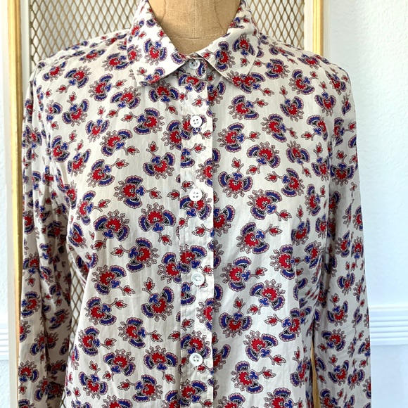 J. CREW papaya paisley printed perfect shirt 6 - Picture 3 of 7